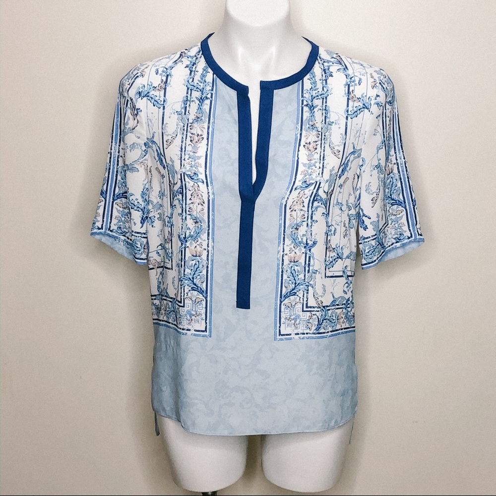 BCBGMaxAzria Blue and White Blouse